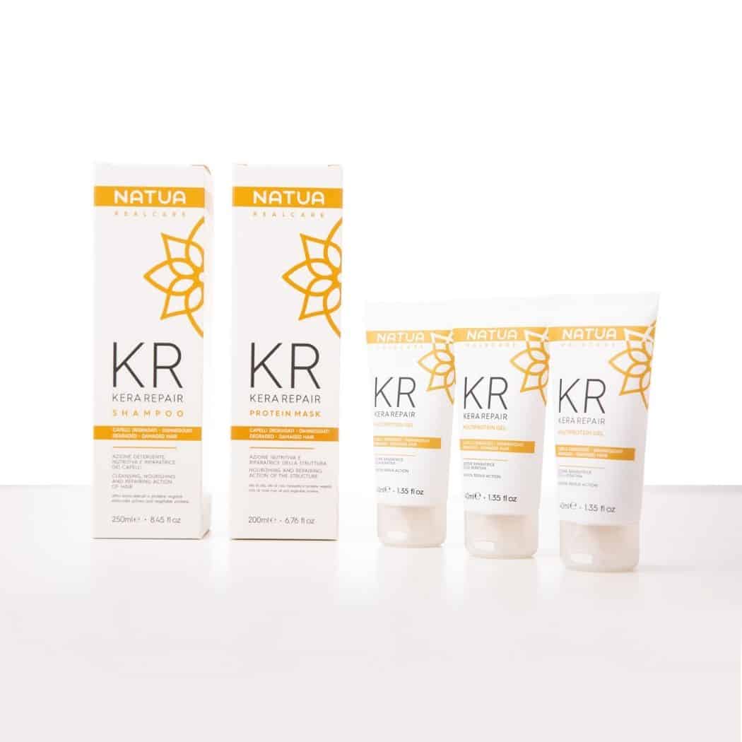 Natua KERA REPAIR Shampoo, Protein Mask, Protein Fluid, 3xMultiprotein Gel – 6 Prodotti
